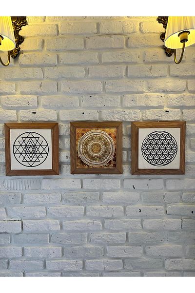 woodhomeworks Комплект от 3 панела за картина с рамка от масивно дърво, 26X26