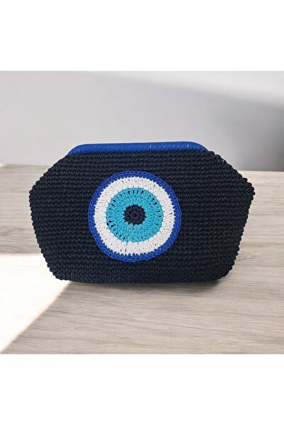 DISENOBAG Göz İşlemeli Nazar Boncuklu Hasır Clutch Çanta