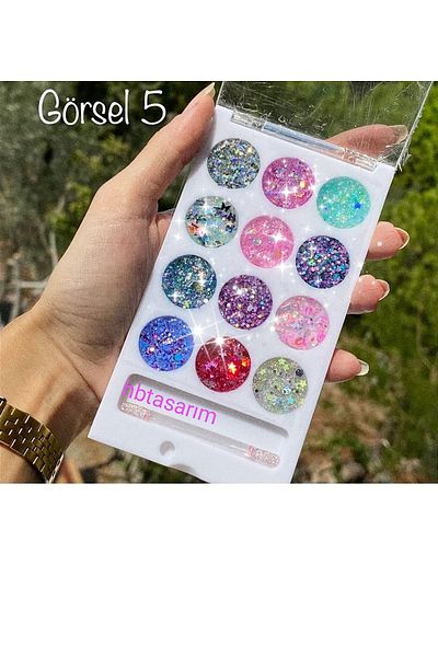 hbtasarim Glossy Skrinklik Gel, Top Poppy Face, Dawn and Body Glitter