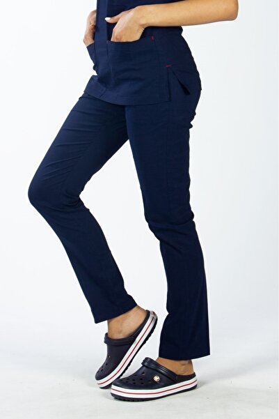 Uçak Medikal Lacivert U-flex Likralı Tek Alt (ince Kumaş) Hemşire & Doktor Forması