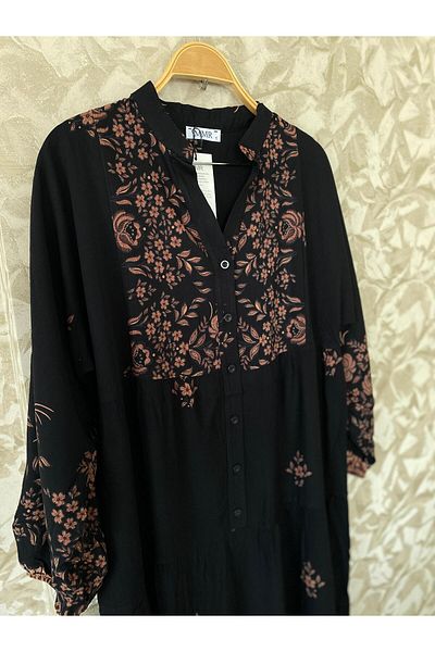 sevdalı Rochie de damă din viscoză florală neagră