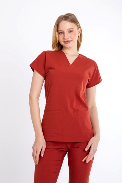 Uçak Medikal Burnt Orange U-Flex Lycra Single Top