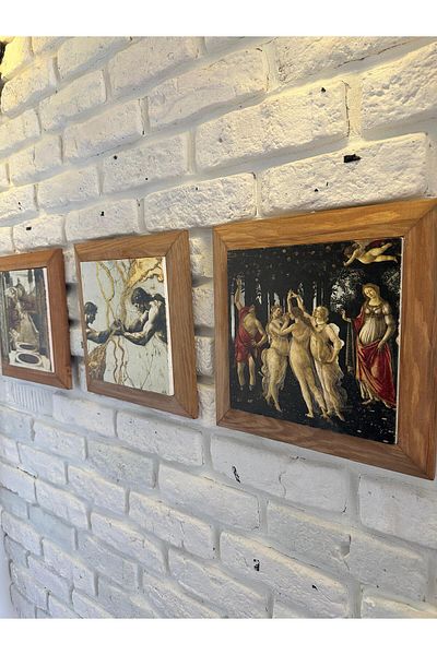 woodhomeworks Комплект от 3 панела за картина с рамка от масивно дърво, 26X26