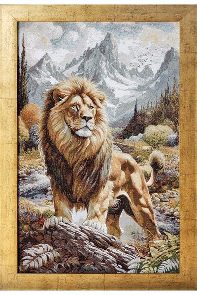 Niva Animal Series 13 - Woven Tapestry Fabric, Lion Design