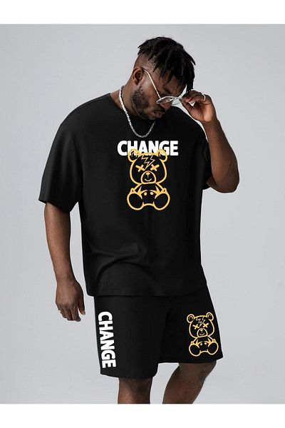 YOHO SPORT Unisex Printed Tshort Shorts Set