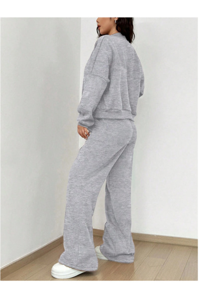 CAONNES Women's Gray Cimmed Plus Size Sportswear Quality Baggy Loose Fit Stretchy Comfortable Fabric Sweatpants Fdf9