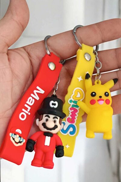 NAS fashion 3D سيليكون الساحر ماريو وبيكاتشو سلسلة المفاتيح وحقيبة الملحقات