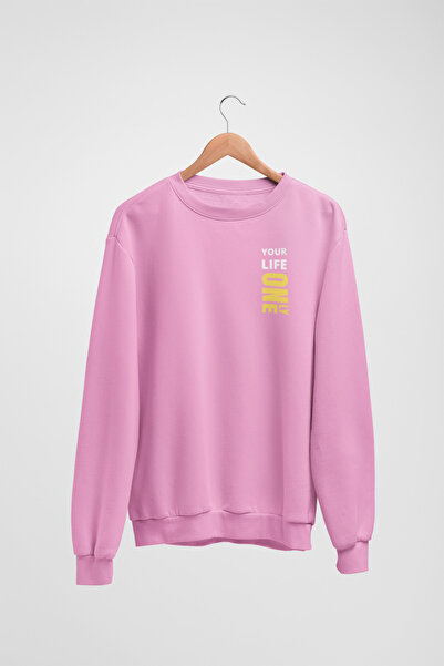 Butik Φούτερ με μακρύ μανίκι YOUR LIFE ONELY Transfer με τύπωμα με λαιμόκοψη ...
