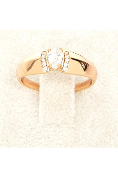 XUPING JEWELRY Xuping Jewelery Paslanmaz Çelik Damla Kesim Tek Taş Yüzük- Nişan Yüzüğü-18K