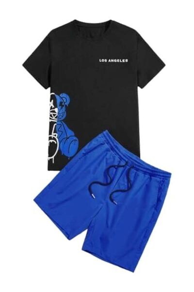 YOHO SPORT Los Angels Printed Unisex καλοκαιρινό μπλουζάκι και σορτς