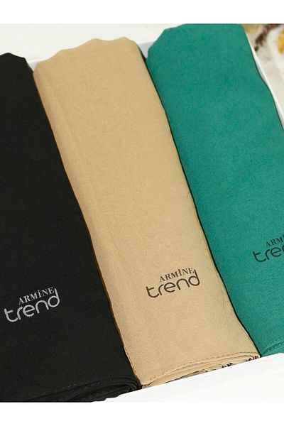 Armine Trend Crinkle Chiffon Shawl - Atskrn - Set of 3 - Mysterious Forest