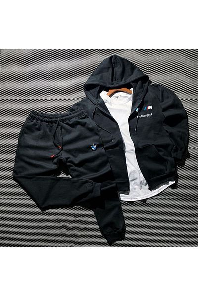 YOHO SPORT BMW Zippered Jacket and Winter Tracksuit 2-Piece Combination