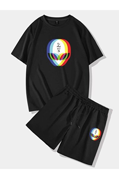 YOHO SPORT UNISEX set majica i kratkih hlača sa vanzemaljcem Štampano