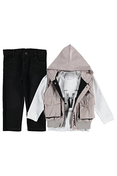 İrem Çocuk Giyim سترة للأولاد بدون حروف منقوشة، سويت شيرت مع بنطال جينز، بدلة...