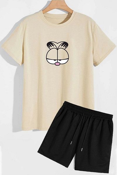 EFFRENATU T-Shirts and Shorts with Sun and Moon Print in Large Sizes, Different Colours