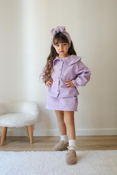 Bloom Girl's Suit with Purple Denim Skirt