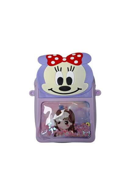 SPTEKS Kız Çocuk Lila Renk Sevimli Amine Kız Baskılı Pullu Mini Mouse Figürlü...