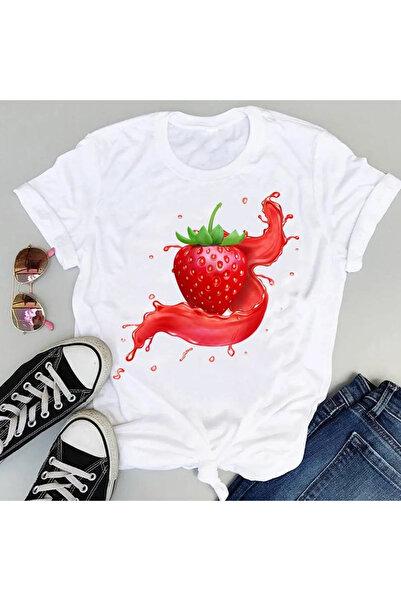 Wish BF تيشيرتات عصرية برسومات كرتونية لفاكهة الفراولة