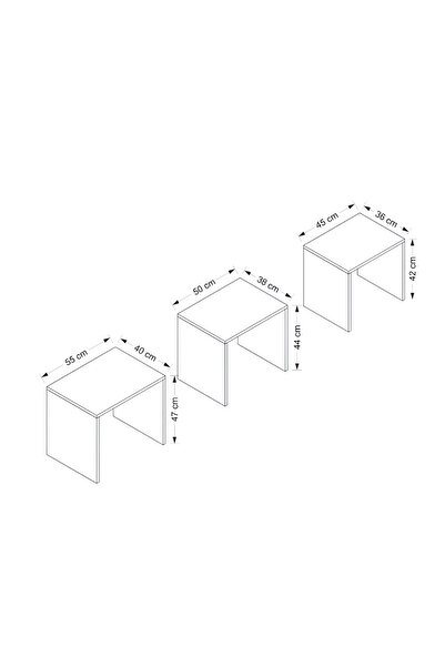 KRM HOME 3'lü zigon sehpa (ANTRASİT)