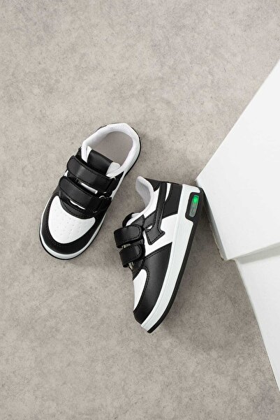 GAK RUN Unisex Çocuk ışıklı Lastikli Ve Cırtlı Rahat Sneaker Spor Ayakkabı