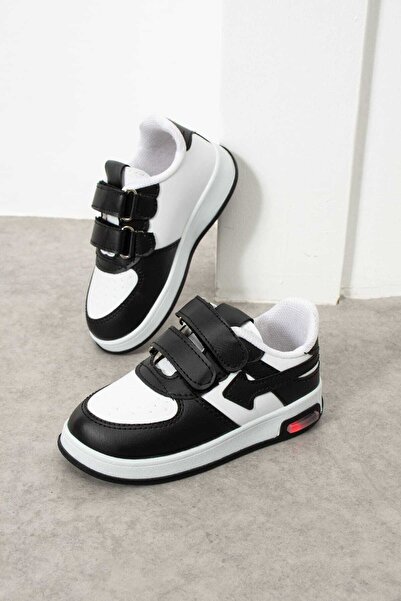 GAK RUN Unisex Çocuk ışıklı Lastikli Ve Cırtlı Rahat Sneaker Spor Ayakkabı