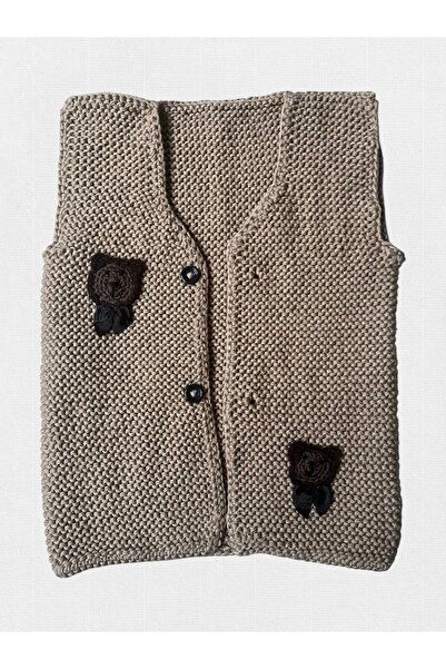 ŞengülKozmetik سترة بيبي بوي باللون البني الحليبي مع شكل الدبدوب 6 أشهر - 26 ...