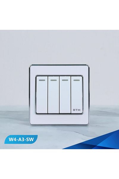 Btm مفتاح رباعي العجلات، أبيض وفضي - 6 قطع