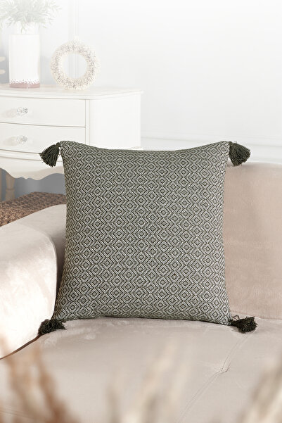 Akaystore Husa de perna decorativa 45x45 cm - Perna cu smocuri, design modern...