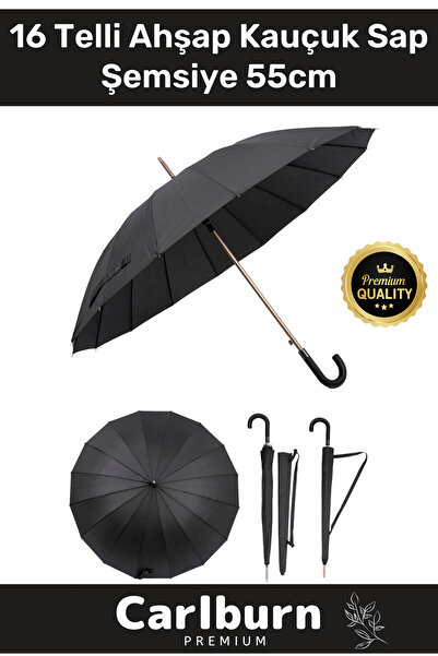 Carlburn Premium Otomatik Mekanizma Baston Tip Rüzgar Korumalı Fiber 16 Telli...