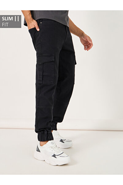 Styli بنطال جينز كارجو ضيق مع حزام خصر مصمم