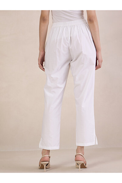 Styli Cotton Poplin Crop Length Pants with Side Pocket