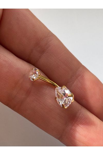 kurukafagift Navel Piercing Steel Zircon Stone Drop Model
