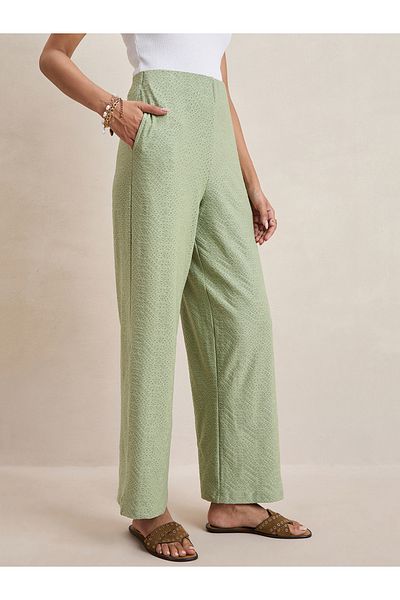 Styli Knitted Schiffli Straight Leg Pants