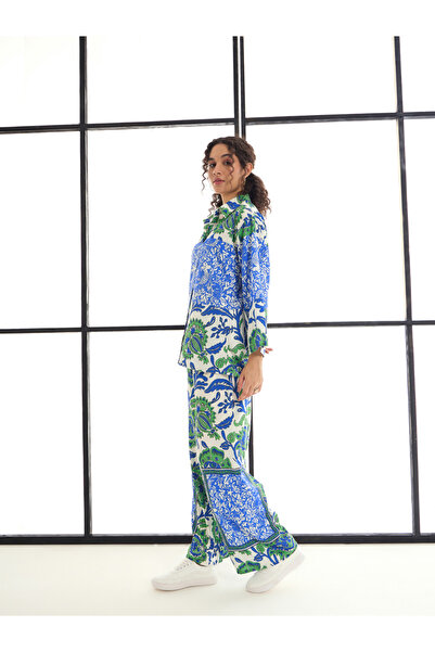 Sassafras By Styli Floral Print Shirt & Straight Leg Pants Co-Ords