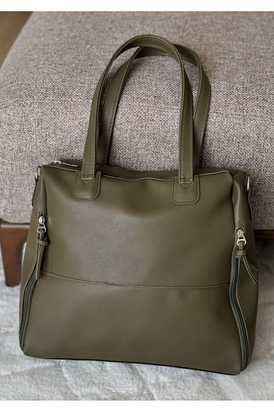 Bagzone Khaki Women's Zipper Detailed Shoulder Bag 10Va2049