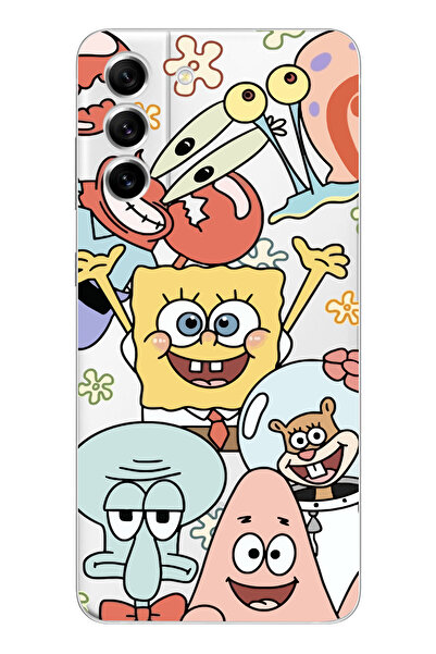 moonset Samsung Galaxy S21 FE Uyumlu Sünger Bob Tasarımlı Baskılı Şeffaf Tele...