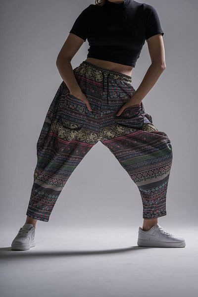 Superbluemexico Unisex Graffiti με στάμπα Ζακάρ φαρδύ παντελόνι με λεπτομέρεια τσέπης