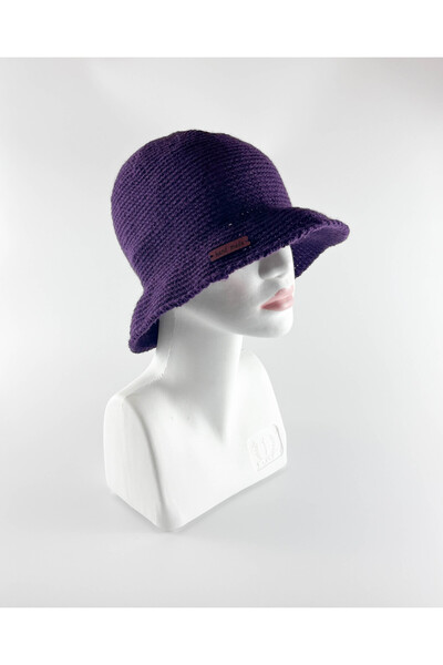 Kidilia قبعة شتوية محبوكة يدويًا باللون الأرجواني