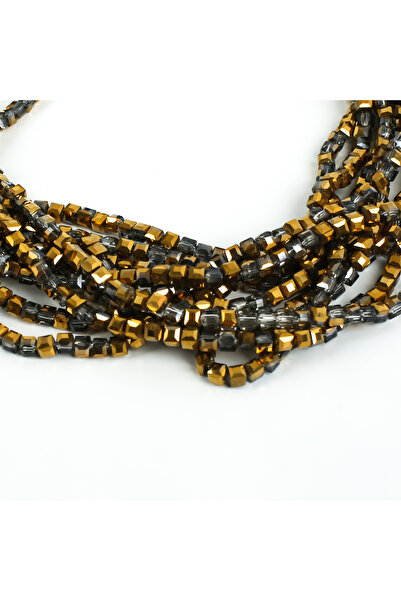 yfhobi 1 Dizi (90-95Adet) - 4 mm Küp Kristal Cam Boncuk Dizisi Kaplama Sarılı...