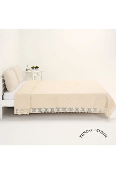 TUNCAY TEKSTİL Cotton Natural Natural Pique Linen Bedspread