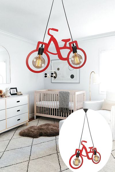 KAŞIKBEY Bike Wooden Bicycle Chandelier Decorative Luxury Pendant Lamp Retro Rustic Office Cafe Modern Ceiling Chandelier