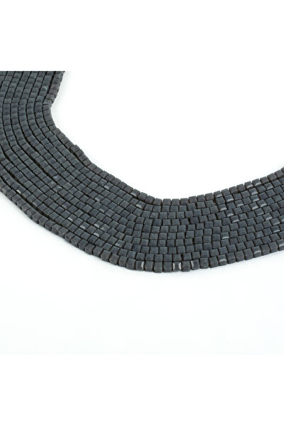 yfhobi 1 Dizi (90-95Adet) - 4 mm Küp Kristal Cam Boncuk Dizisi Mat Gri Renk 1...