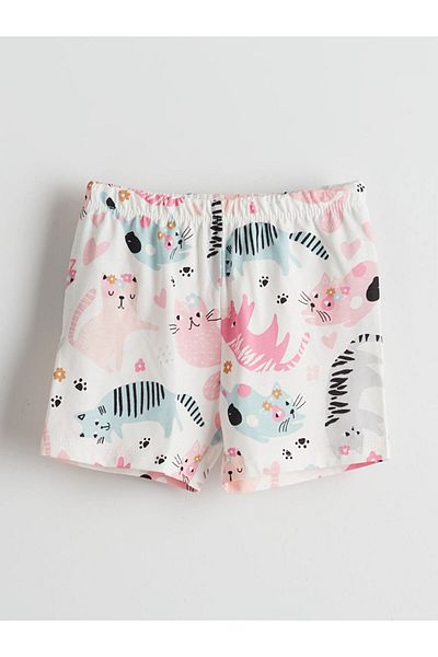LC Waikiki Dívčí šortky s potiskem LCW ECO s elastickým pasem