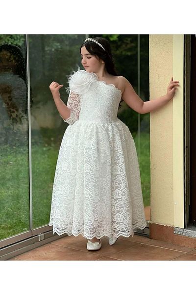 KOKOŞ BEBEK Girl's Laced Single Sleeve Evening Dress