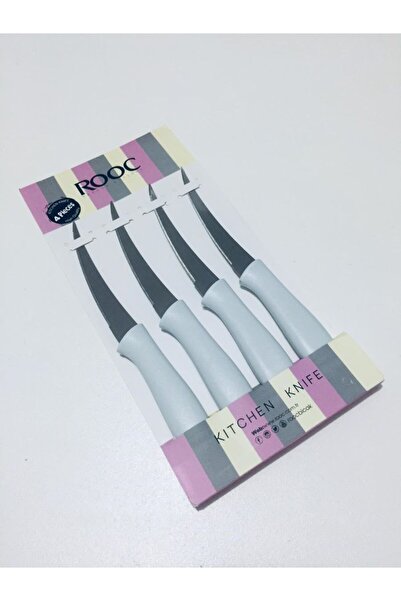 Rooc 4'lü Lazer Kesim Tırtıklı Meyve Sebze Bıçak Seti & Beyaz