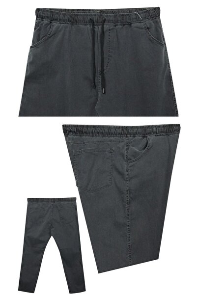 marufshop Ανδρικό τζιν παντελόνι με κορδόνια Lycra Pipe Leg Κατάλληλο για Ανδρικό Μεγάλο Μέγεθος Μεταξύ 100 κιλών-180 κιλών