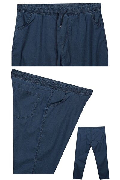 marufshop Ανδρικό τζιν παντελόνι με κορδόνια Lycra Pipe Leg Κατάλληλο για Ανδρικό Μεγάλο Μέγεθος Μεταξύ 100 κιλών-180 κιλών