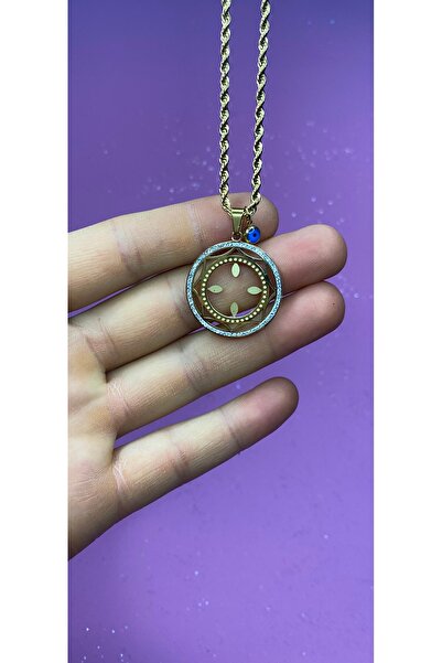 nss sky rock Burgu Zincirli Gold Kararmaz Çelik Kolye Çeyrek Takılabilen Naza...