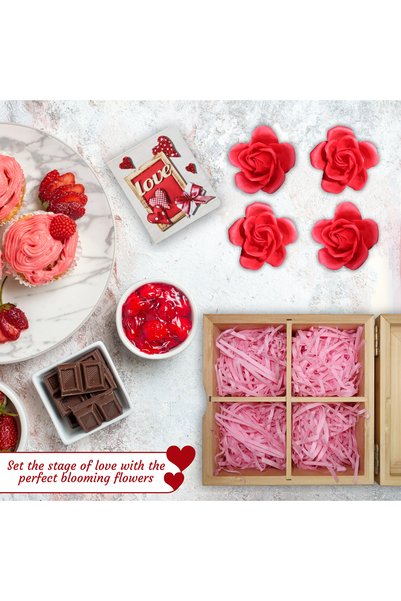 JINOU Scented Rose Soap in Premium Bamboo Box – Perfect Valentine's Day Gift for Loved Ones