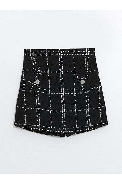 LC Waikiki Girl's Tweed Shorts Skirt with Elastic Waist